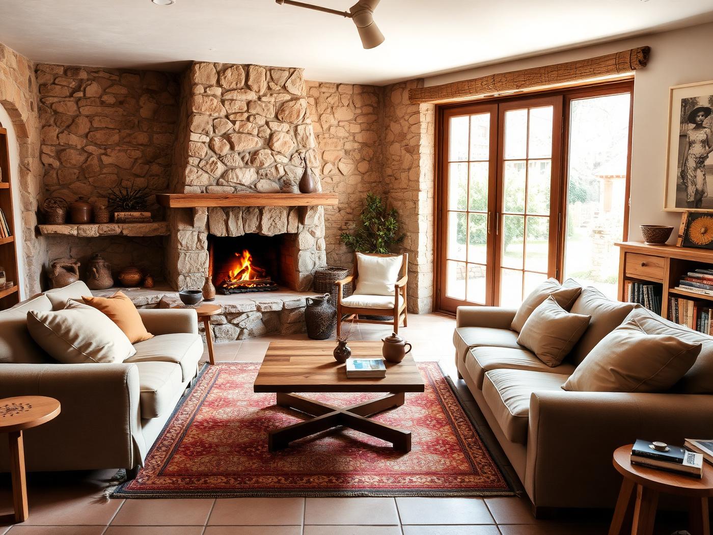 Salón con chimenea